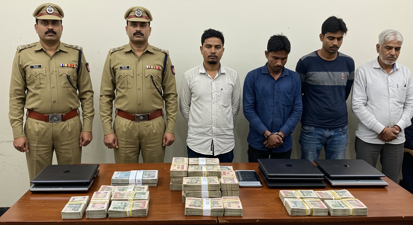 यूपी में बड़ा खुलासा: कार से लाखों की चोरी करने वाले तमिलनाडु के 5 बदमाश पकड़े गए, लैपटॉप और लाखों की नकदी बरामद