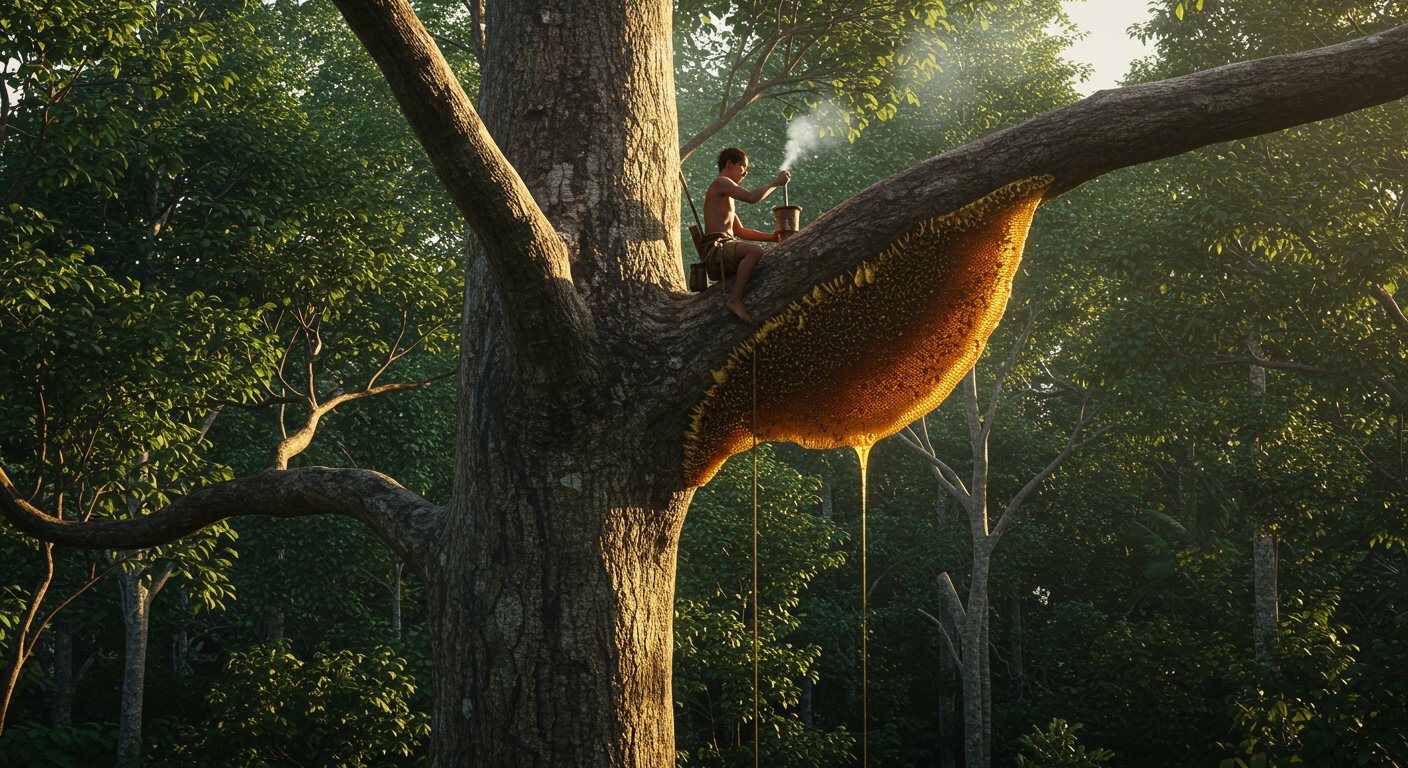 Dodging Death, Wild Honey Extracted from Tallest Tree; People Stunned by Viral Video