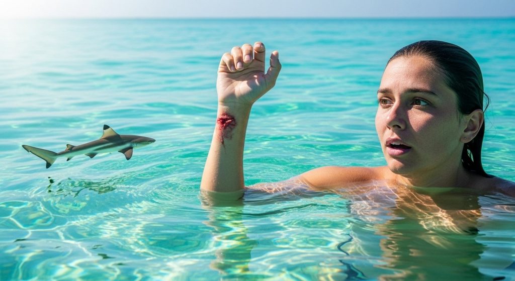 Man's fun in the sea proved costly, a baby shark playfully bit off half his hand!