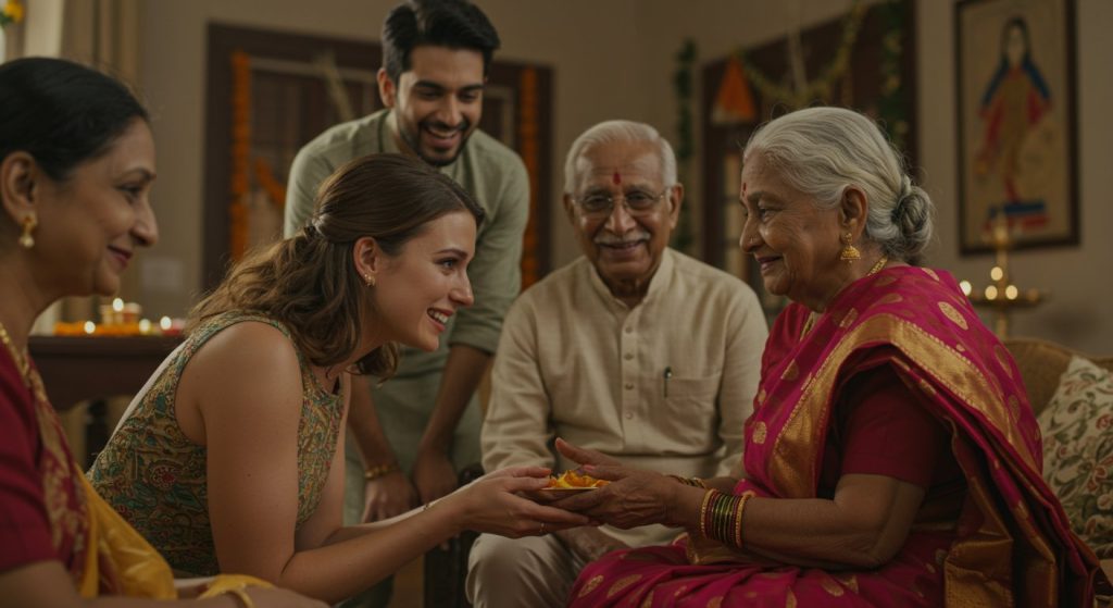 Foreign Daughter-in-Law Touches Elders' Feet at Party; Heartwarming Video Goes Viral!