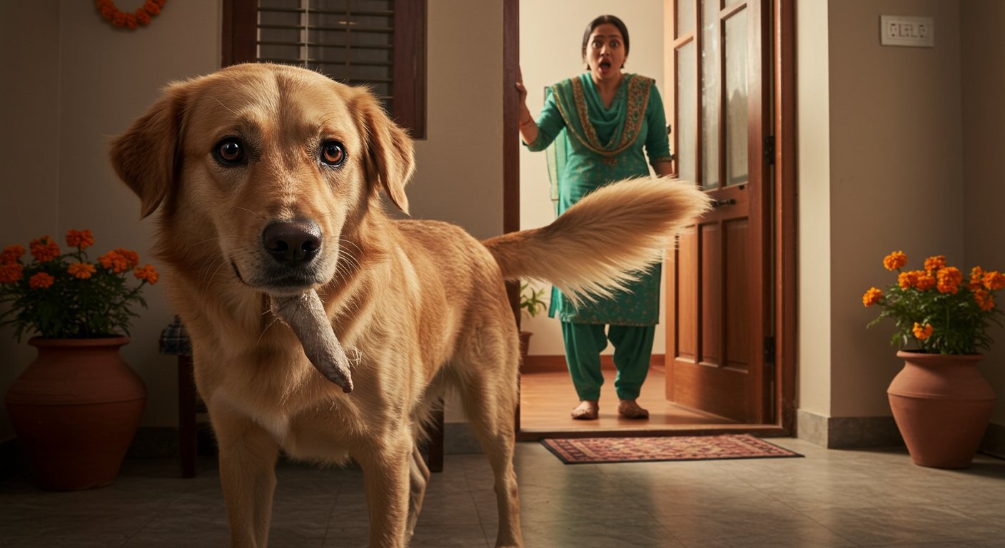 अजीबोगरीब घटना: मालकिन के पास लौटा पालतू कुत्ता, मुंह से लटक रही थी अपनी ही पूंछ!