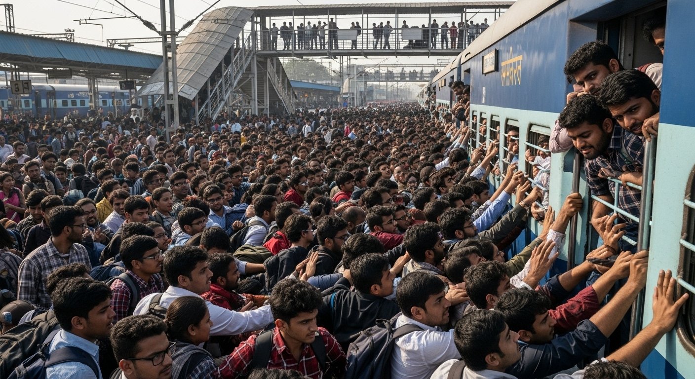 PET Exam 2025: Massive crowd of candidates at Cantt Railway Station, pandemonium and scramble to board the train!