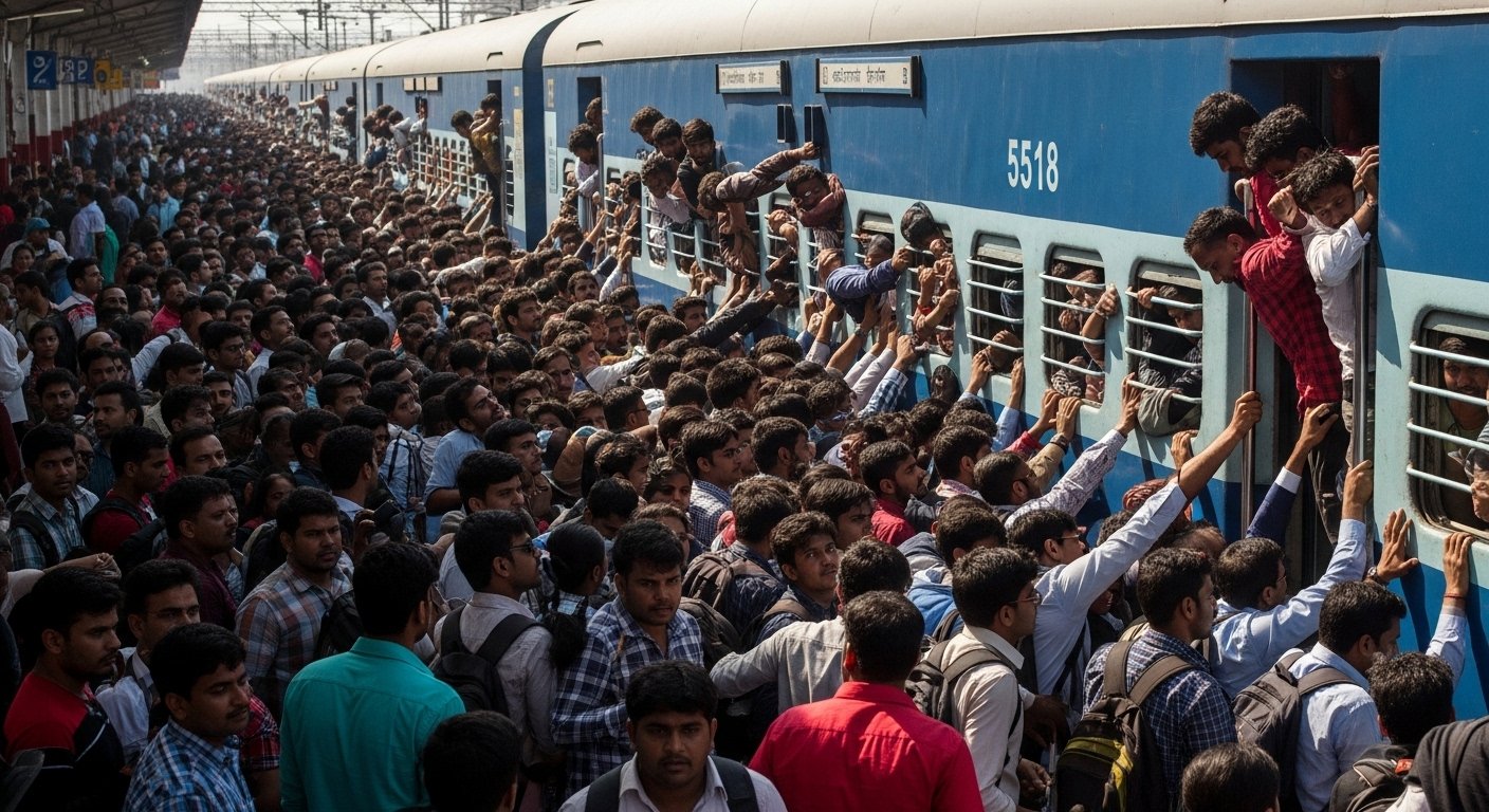UP PET 2025: Massive Crowd at Bareilly Junction After Exam, Candidates Climbed Into Trains Through Windows; Horrific Pictures Viral
