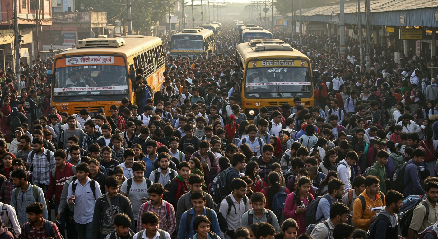 UP's PET Exam Mega-Challenge: 2.5 Million Candidates in 48 Districts, Roads Overflow with Crowds; What's Special?
