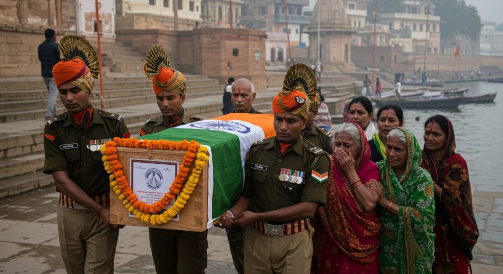 Major Raunak Singh's Mortal Remains Arrive in Kashi: Family's Wails Cause Mourning, Army Bids Tearful Final Farewell