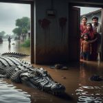 Floods Worsen Panic in Pilibhit: Crocodile Enters House in Daulapur, Spotted on Road in Bisalpur, Villages in Terror