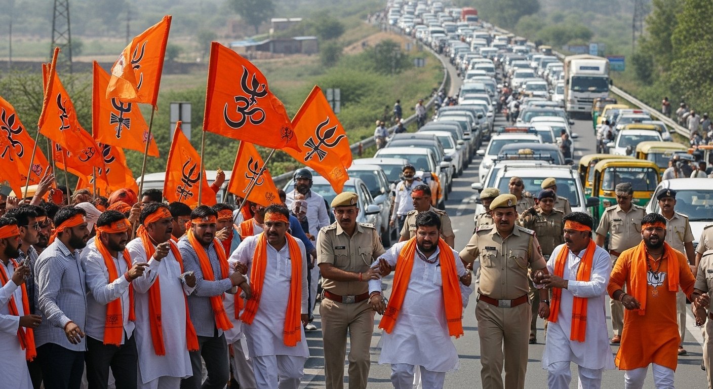 टनकपुर हाईवे पर प्रदर्शन और जाम: हिंदू संगठन के जिलाध्यक्ष सहित दो लोग गिरफ्तार, जानें पूरा मामला