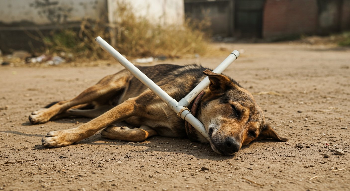 UP: Photo of a dog brutally killed with a pipe tied around its neck goes viral, horrifying people.