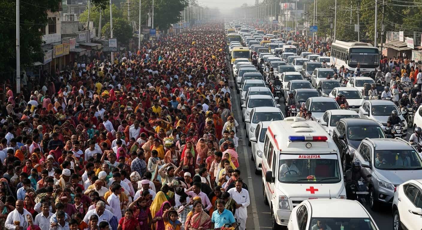 यूपी: पितृ अमावस्या पर उमड़ा जनसैलाब बना मुसीबत, 4 किमी लंबे जाम में फंसे श्रद्धालु और एंबुलेंस