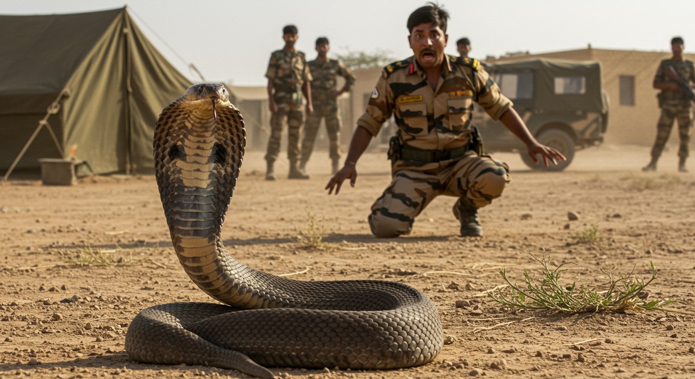 आर्मी कैंप में जहरीले कोबरा का आतंक: अति-आत्मविश्वास ने कैसे एक जवान को मुश्किल में डाला और मचा हंगामा
