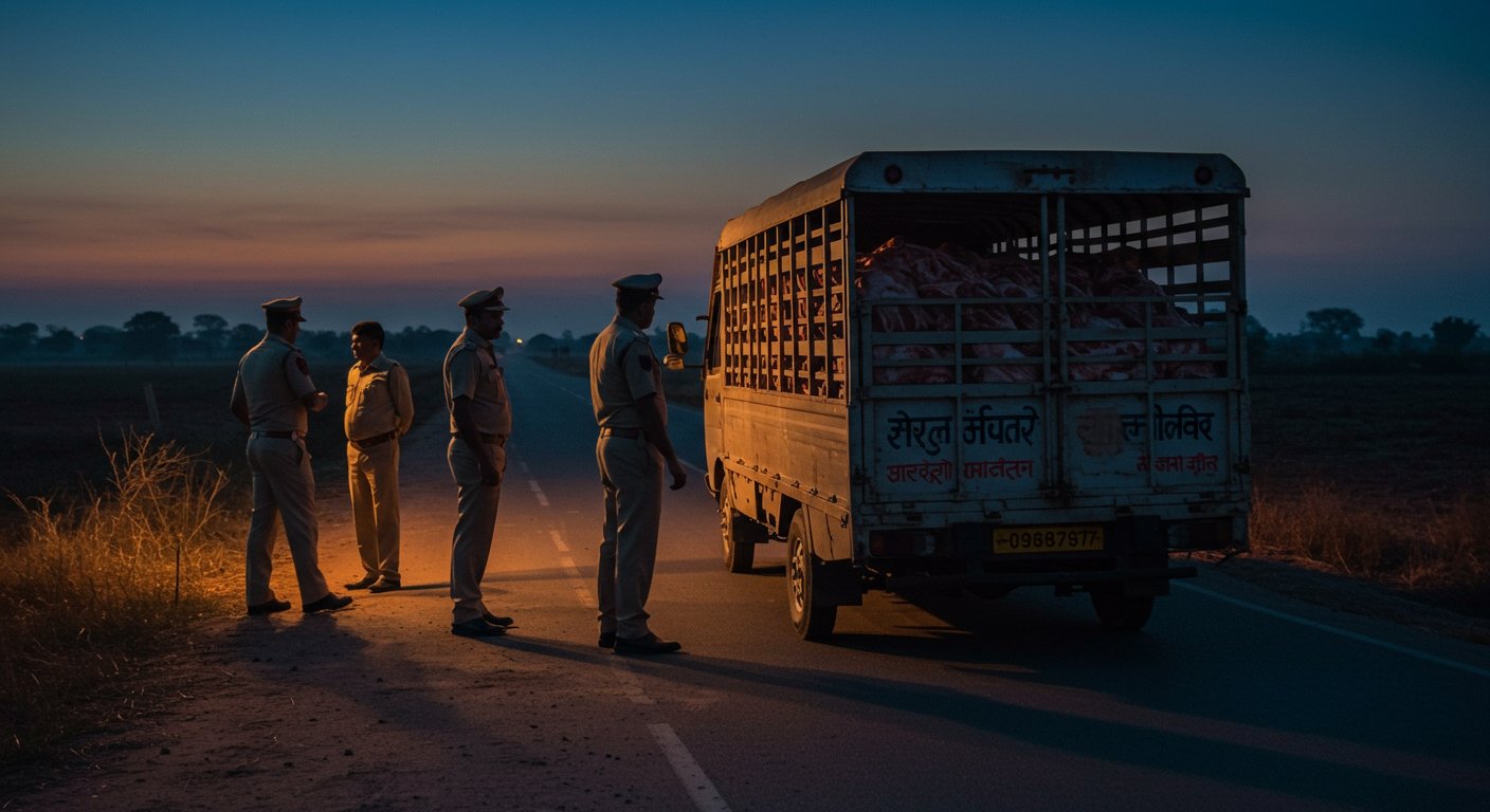 10 Policemen Suspended: Meat-Laden Car from Amroha District Reached Pakbara Area, Matter Hushed Up.