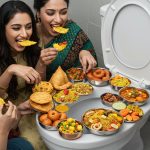 Gross! Food on a Toilet Seat, People Eating With Relish; Watch The Video, It Will Make Your Head Spin!