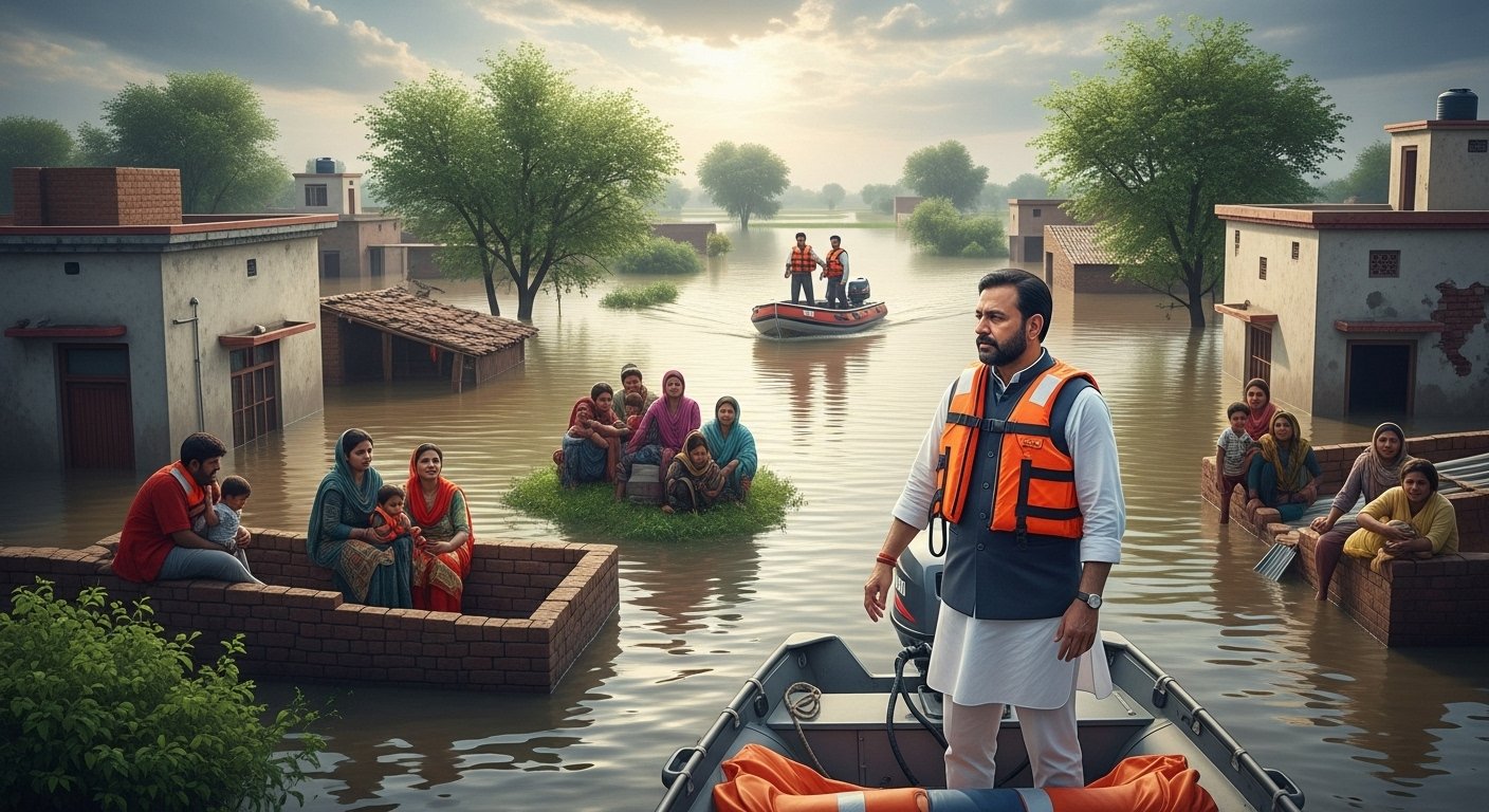 Chief Minister Bhagwant Mann Reaches Firozpur by Boat to Meet Flood Victims, Reviews Relief Operations