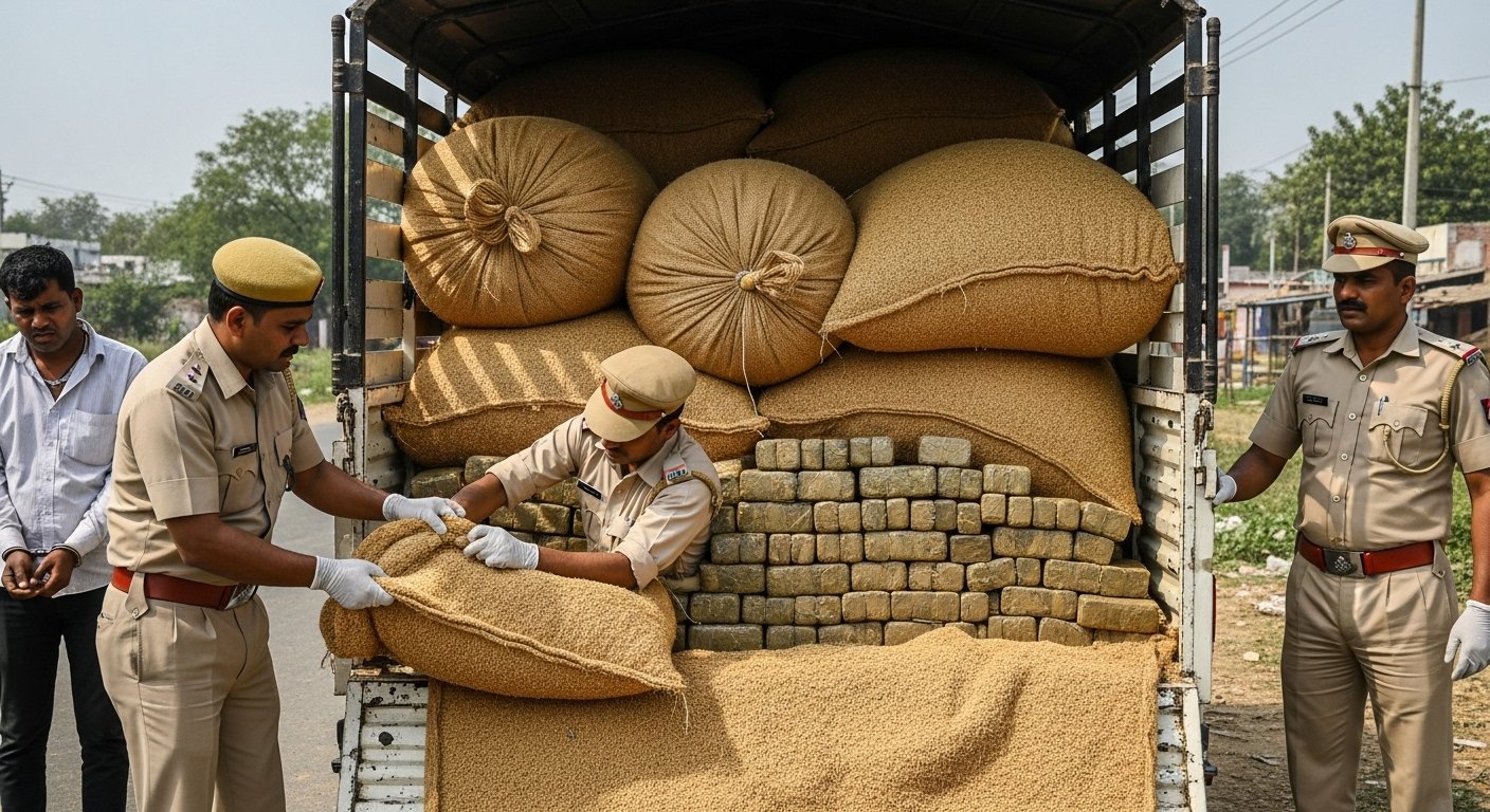 Cannabis Smuggling Busted in UP Under Guise of Husk: 2.71 Quintals Seized, Destined for Bareilly Restaurant, Smugglers Arrested