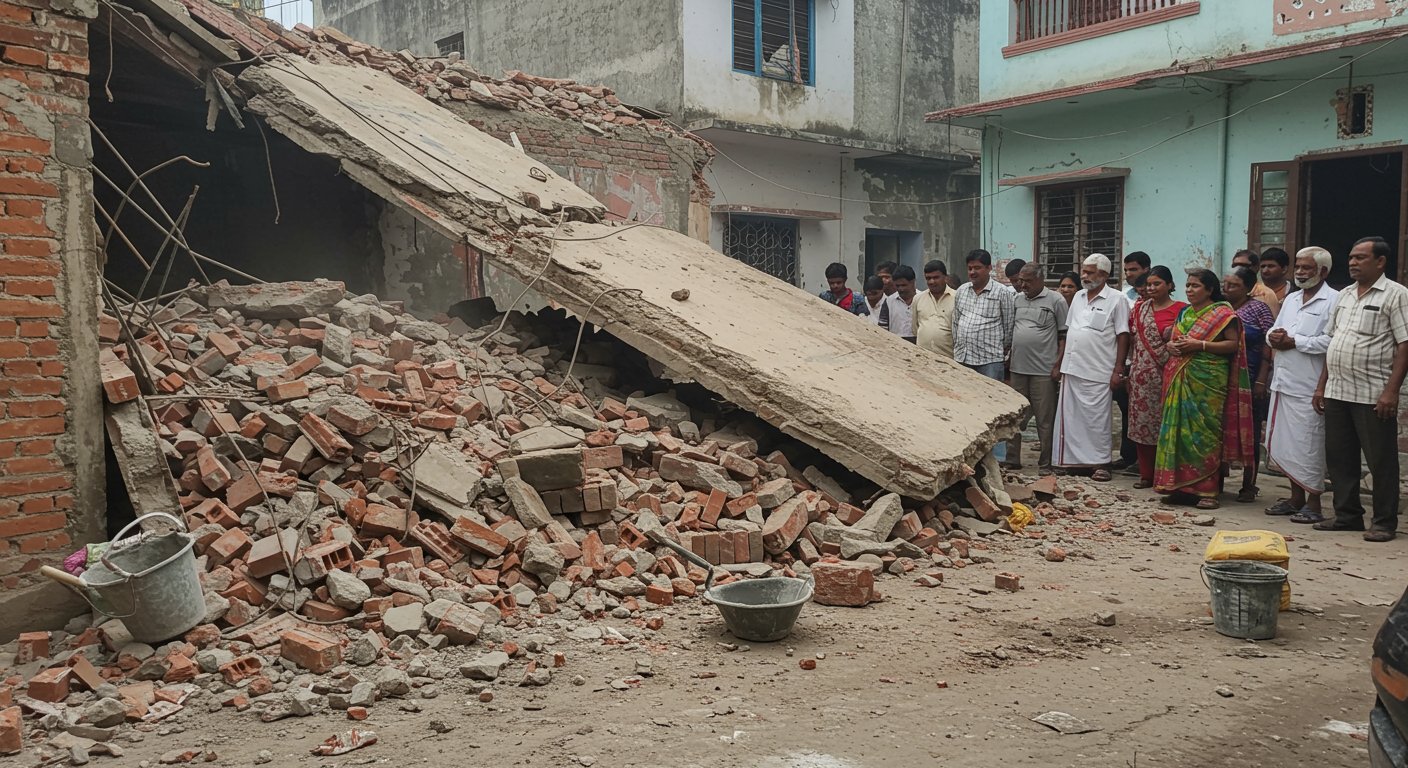 Mourning in Raebareli: Concrete slab of under-construction house collapses, three laborers including a mason tragically killed, panic in the area