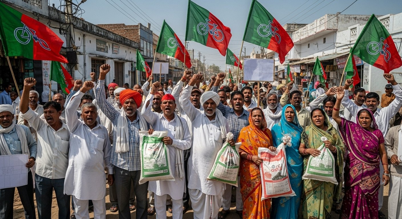 Farmers Distressed by Fertilizer Crisis in Raebareli: SP Workers Stage Massive Protest, Slam Government