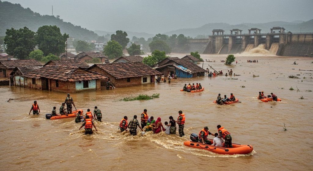 Heavy Rains Wreak Havoc in Uttar Pradesh: Red Alert in 13 Districts, Over 2000 Villages Flooded, Army Rescues Two Major Dams