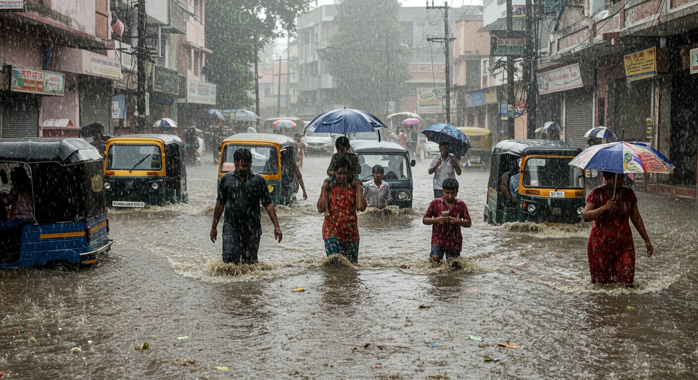 UP in Chaos: 43.2mm Rain in a Day Worsens Situation, Roads Turn into Rivers; Schools Closed Up to Class 12