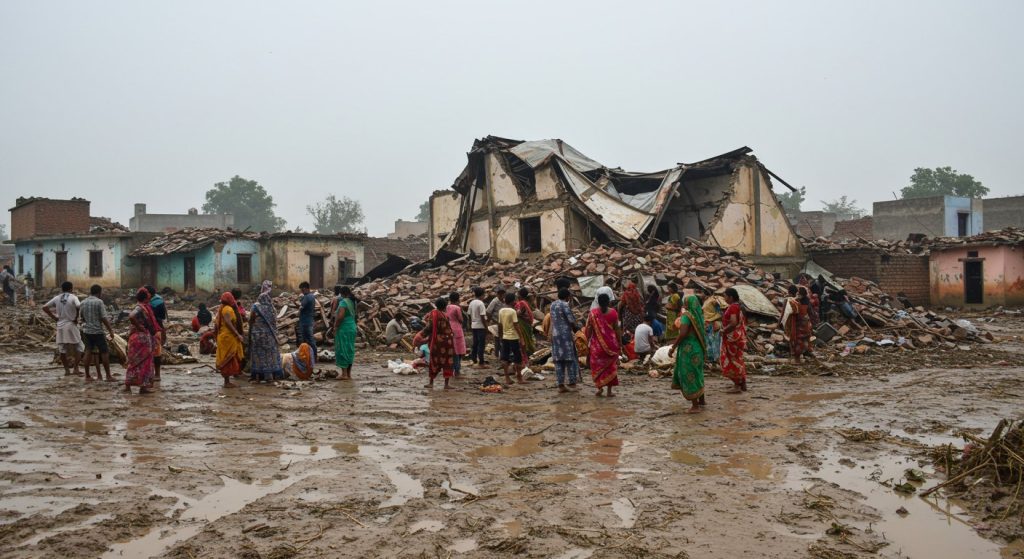 Rain's Havoc in Baghpat: Tehsil Hall and 16 Houses Collapse, 10 Homes Develop Cracks; Many Injured Including Women