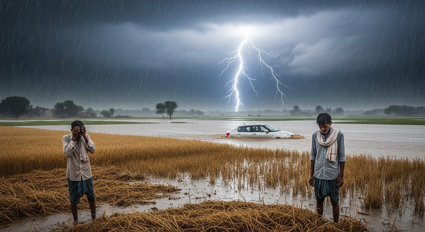 आगरा में आफत बनी बारिश: बिजली गिरने से युवक की मौत, मथुरा में कार डूबी; हजारों किसानों की फसलें बर्बाद
