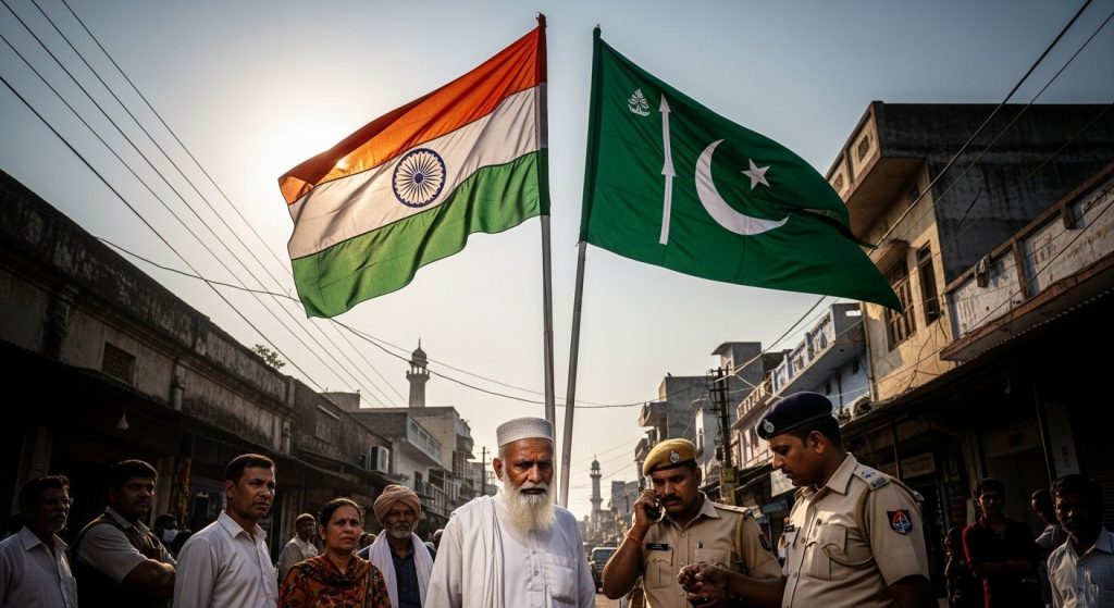 Row in Kaushambi over religious flag hoisted high parallel to Tricolor; Imam booked.