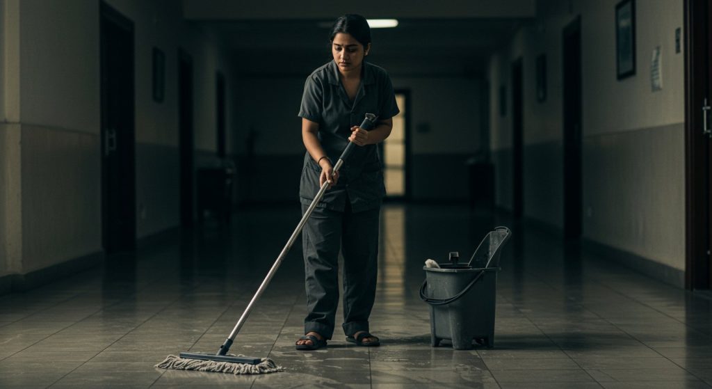 Lakhs-worth degree rendered useless: Hotel Management graduate sweeps and mops, her story goes viral.