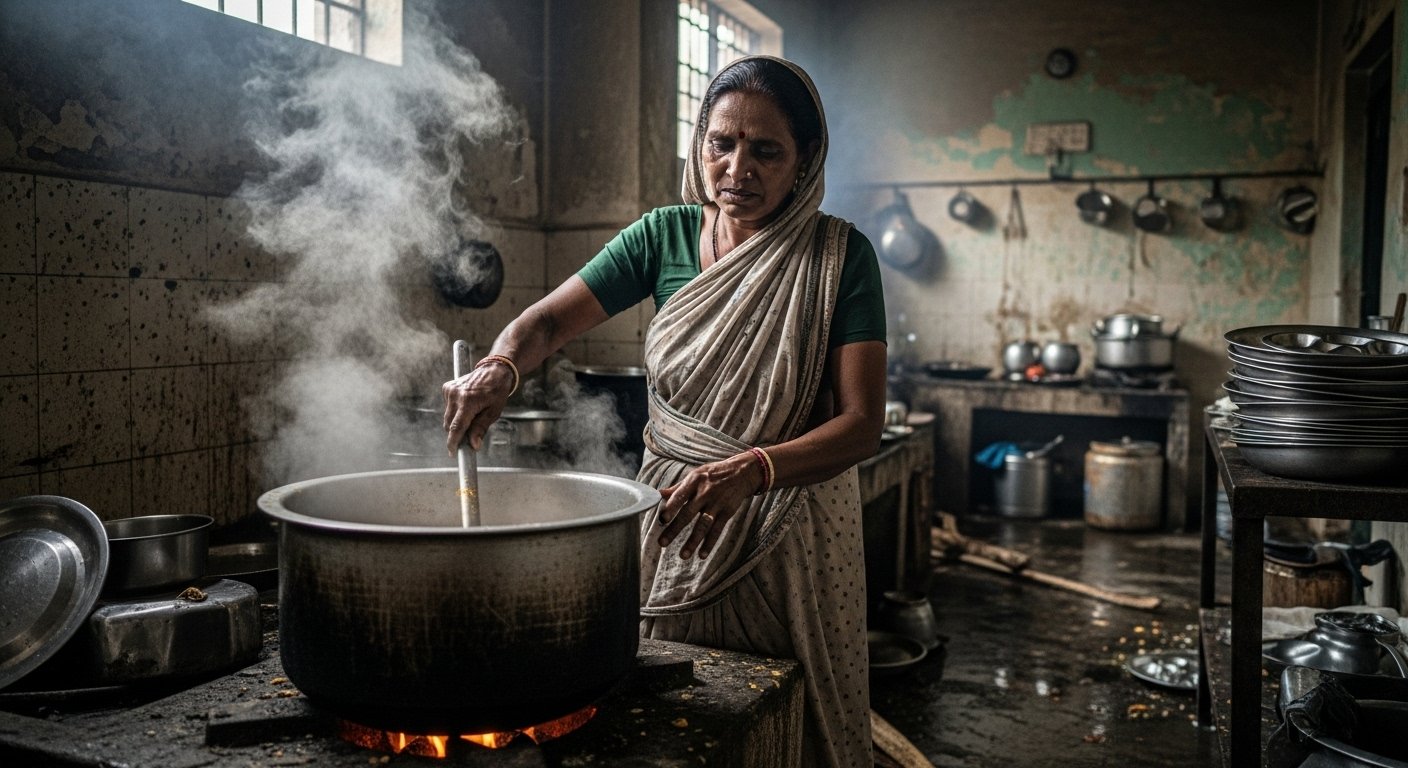 Massive Scam in Mid Day Meal: Sanitation Budget Missing, Cooks Preparing Food at Risk to Their Lives!
