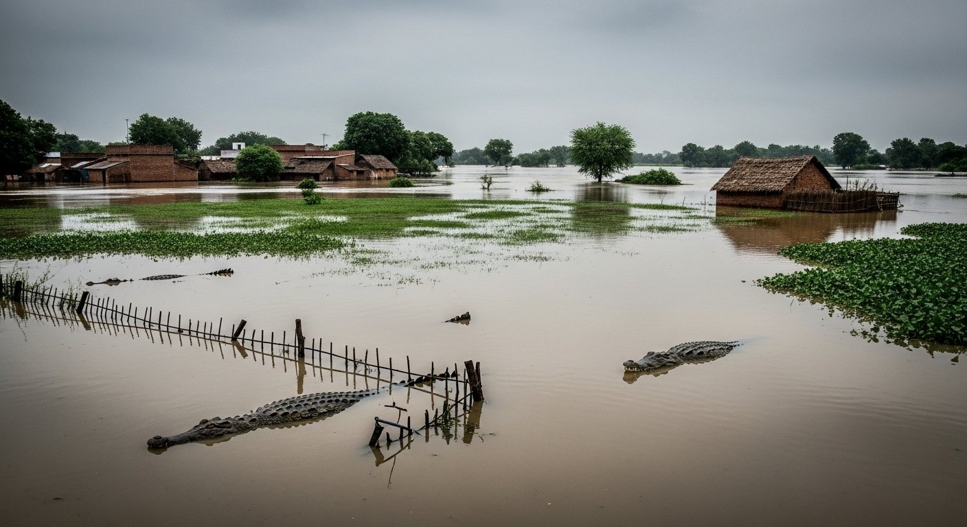 Horrific scene in Lakhimpur Kheri: Crocodiles emerge from overflowing rivers, claim four lives in 40 days