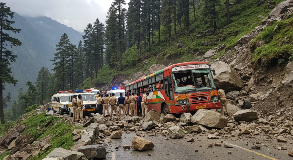 Rocks fall on bus in Himachal, 2 women killed: Tourists from Maharashtra, Kerala and UP injured; Accident while travelling from Rampur to Shimla.
