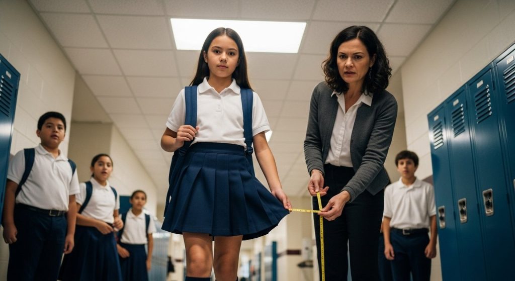 Row over 2cm short skirt: Teacher gave student such a punishment, people on the internet outraged.