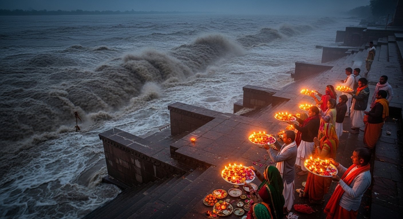Overflowing Yamuna Reaches Brahmalal Maharaj's Doorstep, Devotees Perform Aarti And Pray For Calm; Watch Viral Video