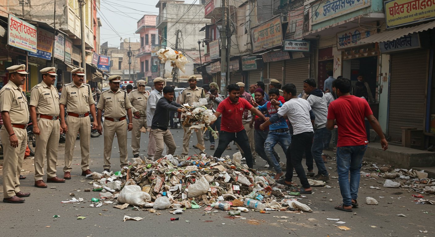 Saharanpur: Sanitation workers create ruckus in Rampur Maniharan, throw garbage after fight; tension in area, heavy police force deployed