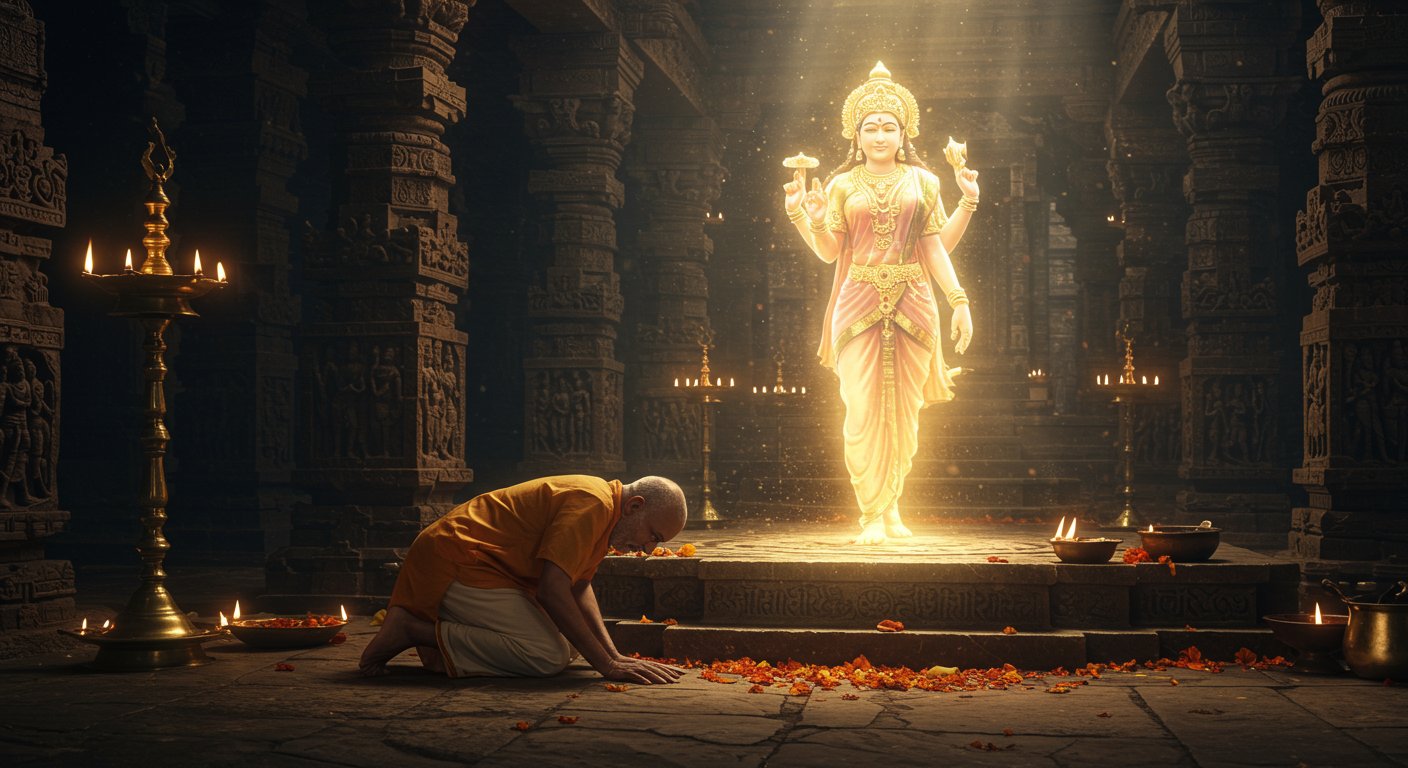 Viral Video: Man Gets Divine Vision of Goddess Right After Bowing at Temple, People Amazed!