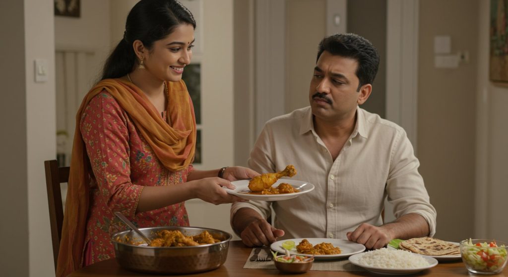 Sister-in-law served chicken, brother-in-law instantly asked: 'Where's the leg?' The video went viral on social media!