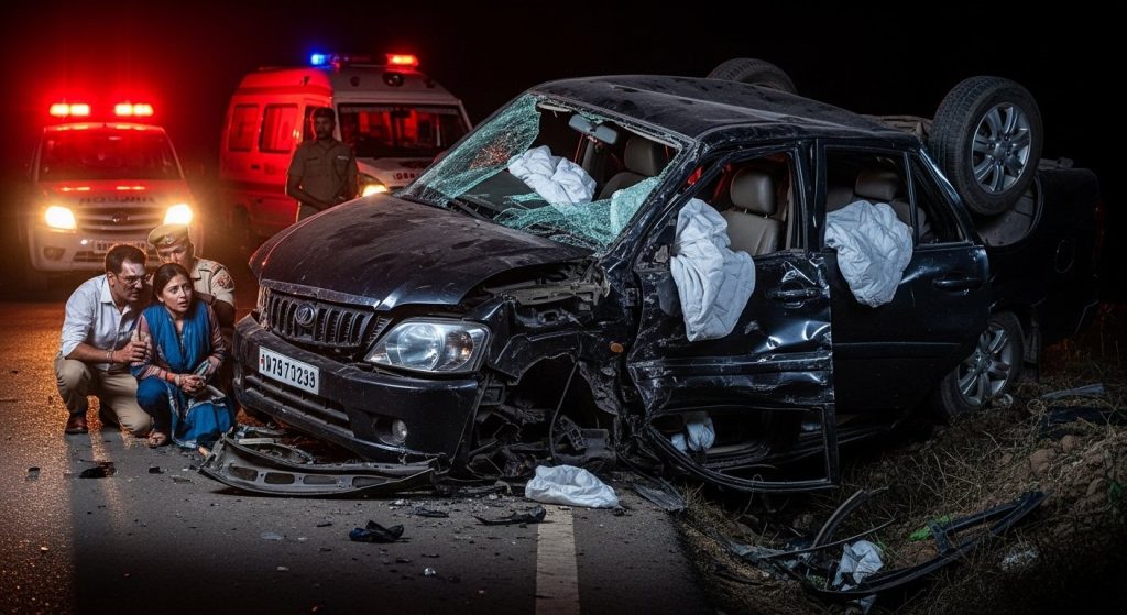Sambhal SDM's Car Overturns in Ramnagar; SDM, Wife Injured in Late-Night Crash, Airbags Save Lives