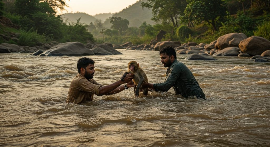 Strangers Risk Lives to Save Helpless Animal Trapped in Swift River; Their Bravery Wins Hearts
