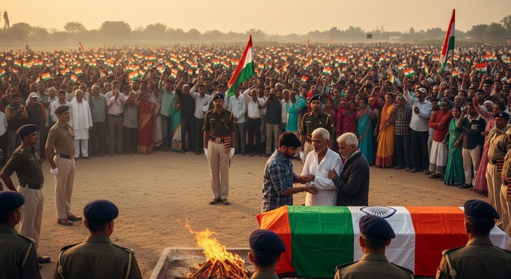 Martyred Sindhu accorded final farewell with state honors: Massive crowds gather in Kaithal, father says 'was to arrange son's wedding'.
