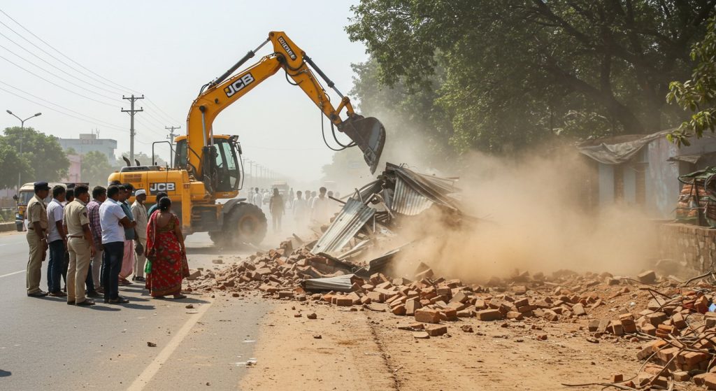 Shahjahanpur: Administration's 'JCB Campaign' on Highway, Encroachment Removal Causes Uproar