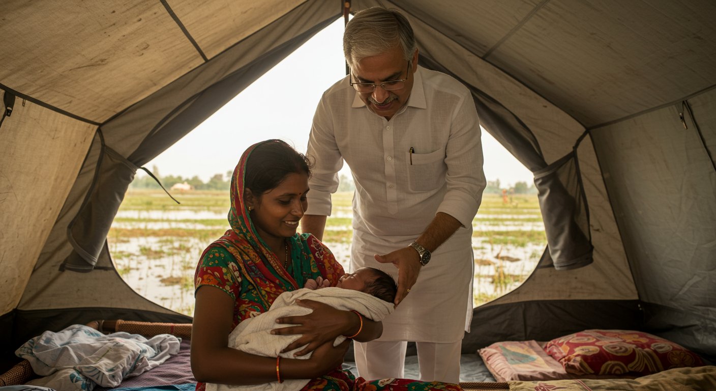 'Bahadur' Born Amidst Shahjahanpur Floods: Woman Delivers in Relief Camp, Named by ADM.