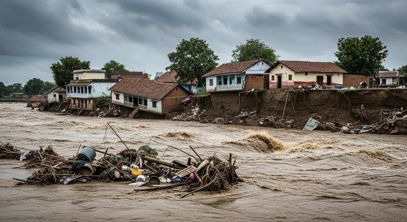 Fierce Havoc of Sharda River in Lakhimpur Kheri: 10 More Houses Engulfed by River, Over 90 Families Homeless