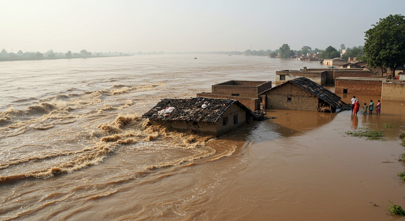 Lakhimpur Kheri: Sharda River's devastating form, 10 houses in Grant 12 engulfed by the river, village's existence also in danger.