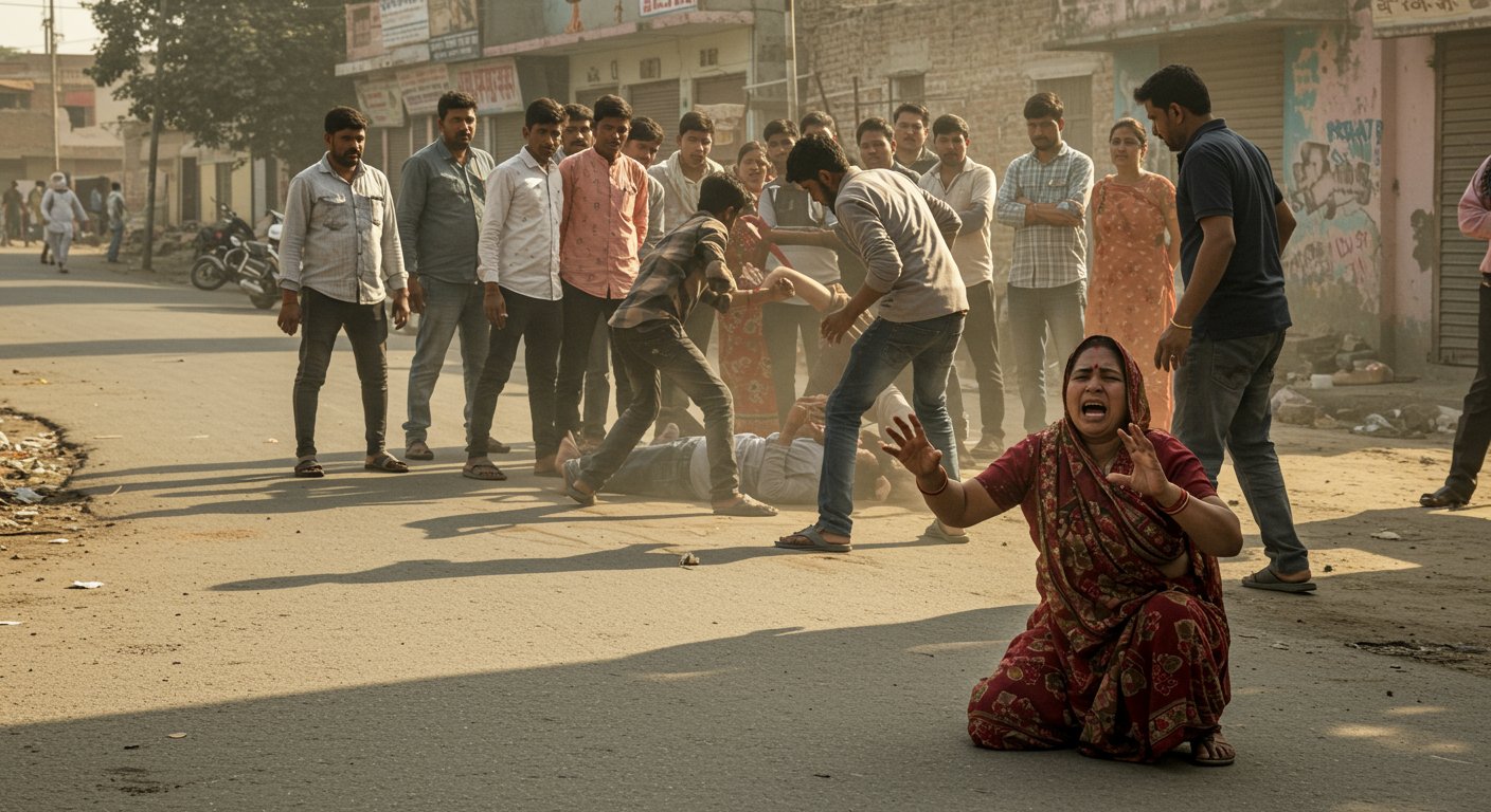 यूपी में दिल दहला देने वाली घटना: पति को पीटते रहे बदमाश, पत्नी चिल्लाती रही ‘कोई बचा लो’, सड़क पर तमाशा देखते रहे लोग