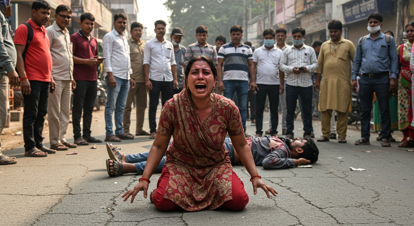 बीच सड़क पर पति को बचाने की गुहार लगाती पत्नी, यूपी में मानवता शर्मसार!