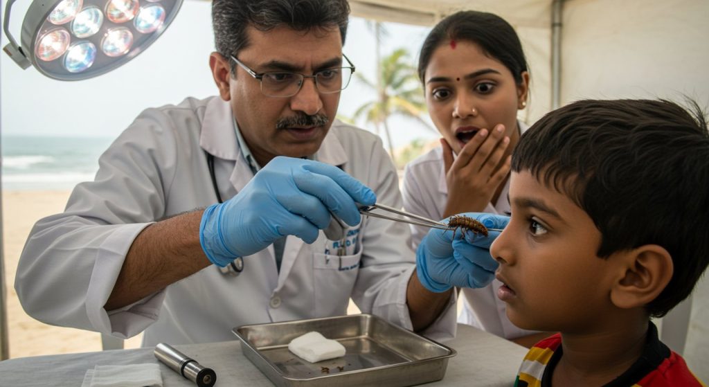 Something crawled into a boy's ear on the beach, and what doctors pulled out left everyone stunned!