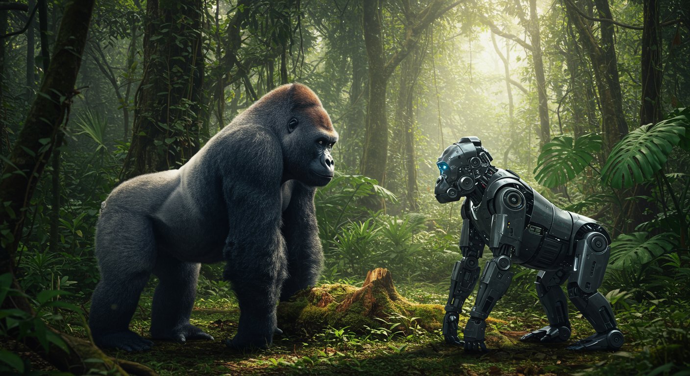 जंगल में जासूसी रोबोट गोरिल्ला की एंट्री, तभी हुआ असली गोरिल्ला से सामना! जानें क्या हुआ…