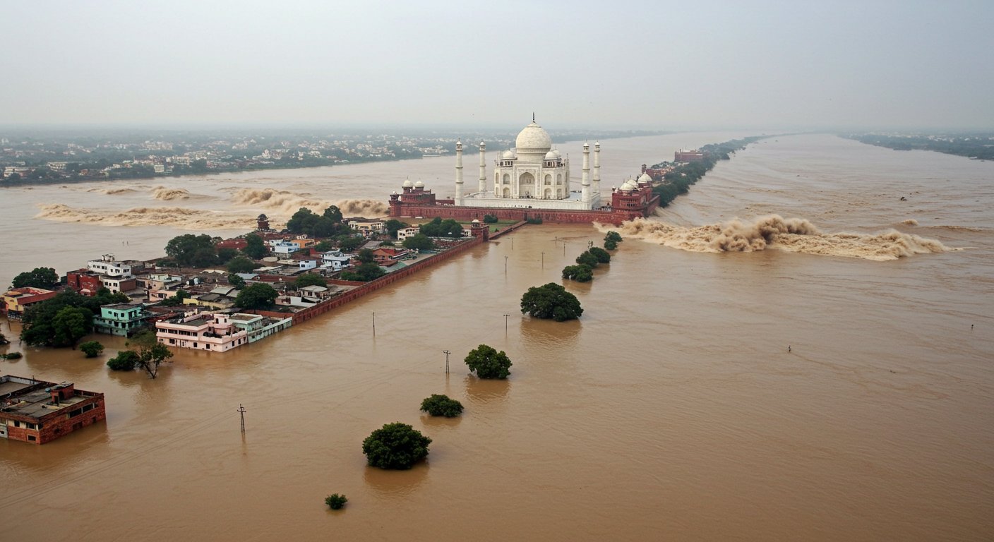 Yamuna's Fierce Form in Agra After 47 Years: 100 Colonies Submerged, 60 Villages Flooded, Water Reaches Near Taj Mahal