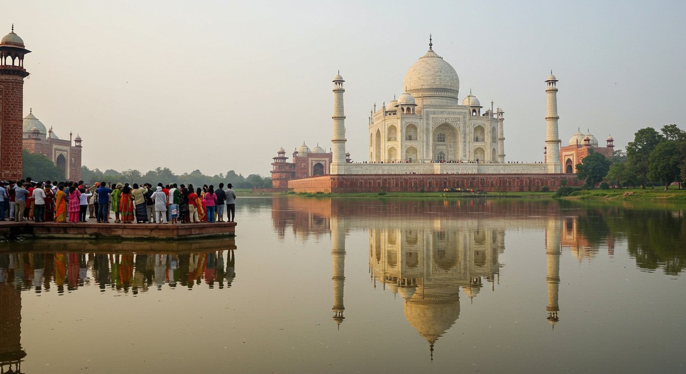 Mesmerizing View of Taj Mahal in Surging Yamuna Waters; Authorities Overwhelmed by Tourist Rush