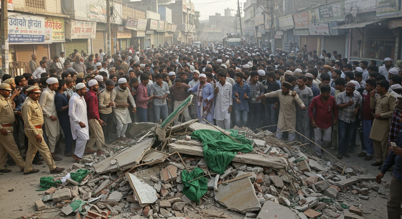 Six shrines demolished in Meerut, uproar by hundreds; high alert in urban and rural areas.