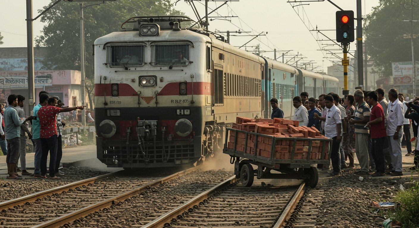बरेली में टला बड़ा रेल हादसा: रेलवे क्रॉसिंग पर फंसी ईंटों से भरी ट्रॉली, लोको पायलट की सूझबूझ से बची सैकड़ों जान