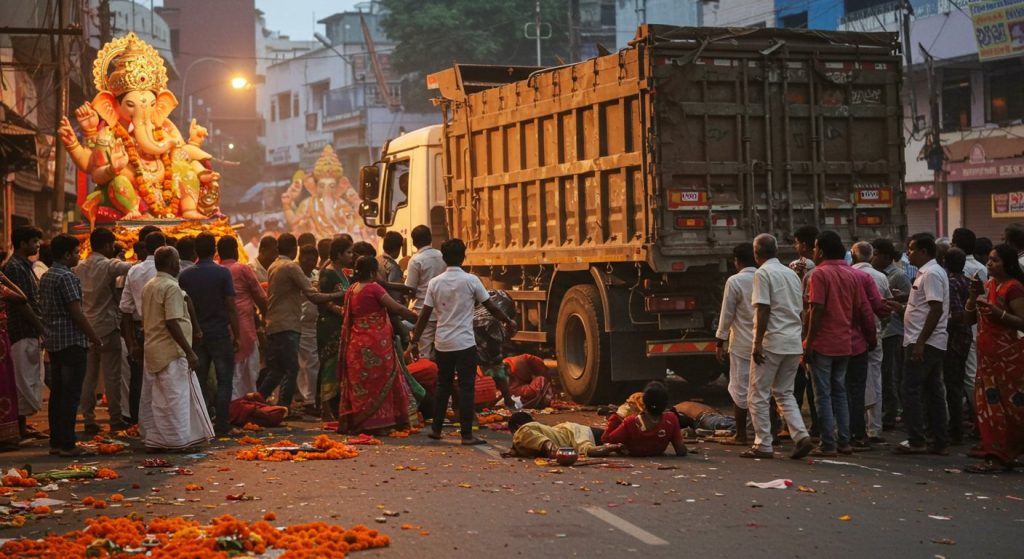 Horrific Accident in Karnataka Ganesh Visarjan Procession: Out-of-Control Truck Crushes 9 Devotees, 20 Injured; Eyewitnesses Narrate Horrifying Tale